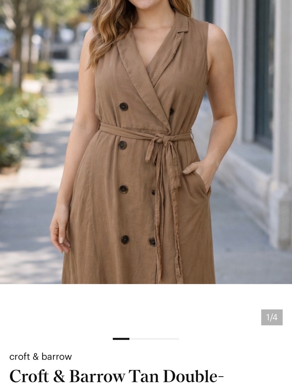 croft & barrow Brown Sleeveless Double-Breasted Wrap Dress